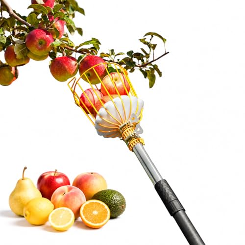 BlumeTrec 6.5FT Fruit Picker Pole Tool with Basket, Fruits Picking Tool with 35–77 Inch Adjustable Lightweight Stainless Steel Pole and Big Basket - Image 1