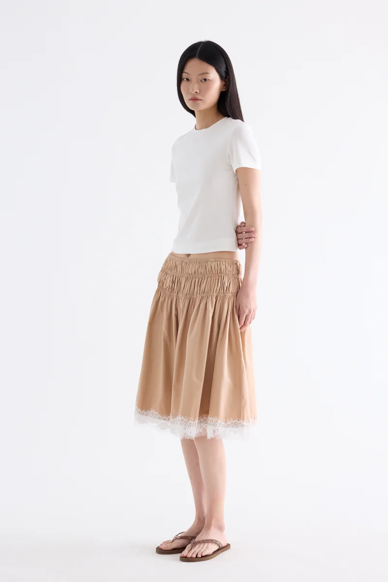 ذا اديتورز ماركت Bambi Shirred Lace-Trim Skirt