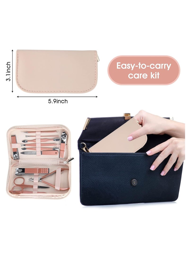 BOTEFEI Nail Clippers and Beauty Tool Portable Set, Rose Gold Martensitic Stainless Steel Manicure Set 12 in 1, with Pink Leather Bag, Suitable for Home, Workplace, Outdoor Travel, Gift Giving, Salon.  - Image 3