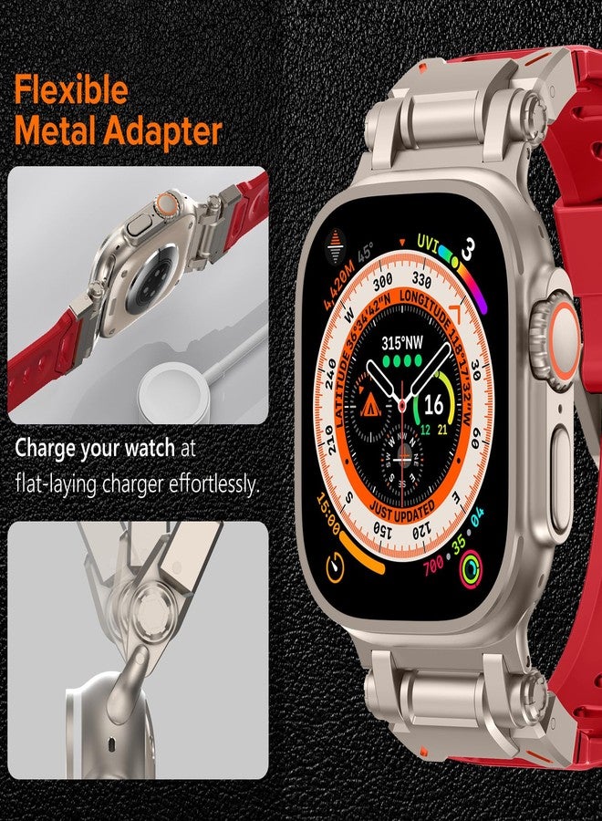 كيدز سوار KADES المتين المصنوع من مادة FKM مصمم خصيصًا لساعة Apple Watch Ultra 3/2/1 مقاس 49 مم للرجال، مصنوع من مادة FKM متينة مع موصل من الفولاذ المقاوم للصدأ لسلسلة iWatch 11/10/9/8/7/6/5/4/SE/3/2/1 مقاس 46 مم/45 مم/44 مم/42 مم، أحمر - Image 3
