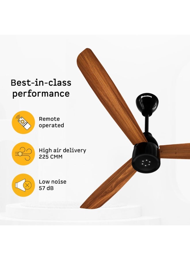 atomberg Renesa Enzel 1200mm BLDC Ceiling Fan with Remote Control | BEE 5 star High Air Delivery with LED Indicators| 3 Year Warranty (Honey Maplewood) - Image 5