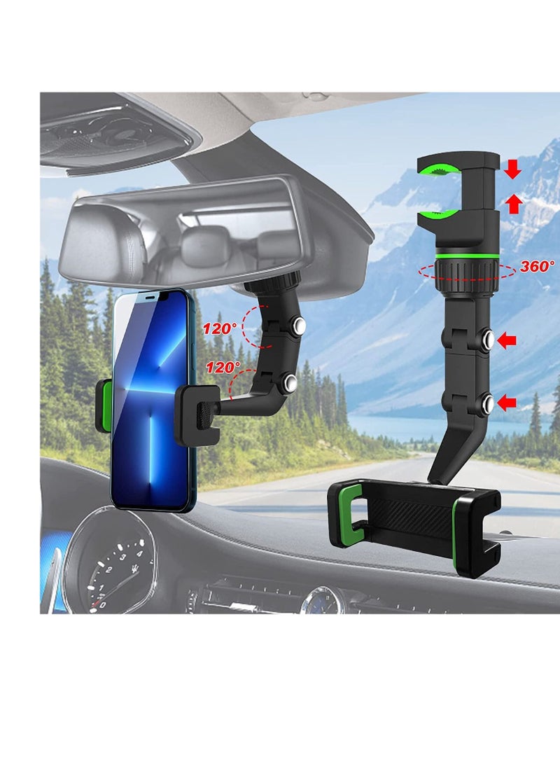 New 360° Rearview Mirror Phone Holder,Car Rearview Mirror Mount Phone and GPS Holder,Universal 360 Degrees Rotating Car Phone Holder - Image 1