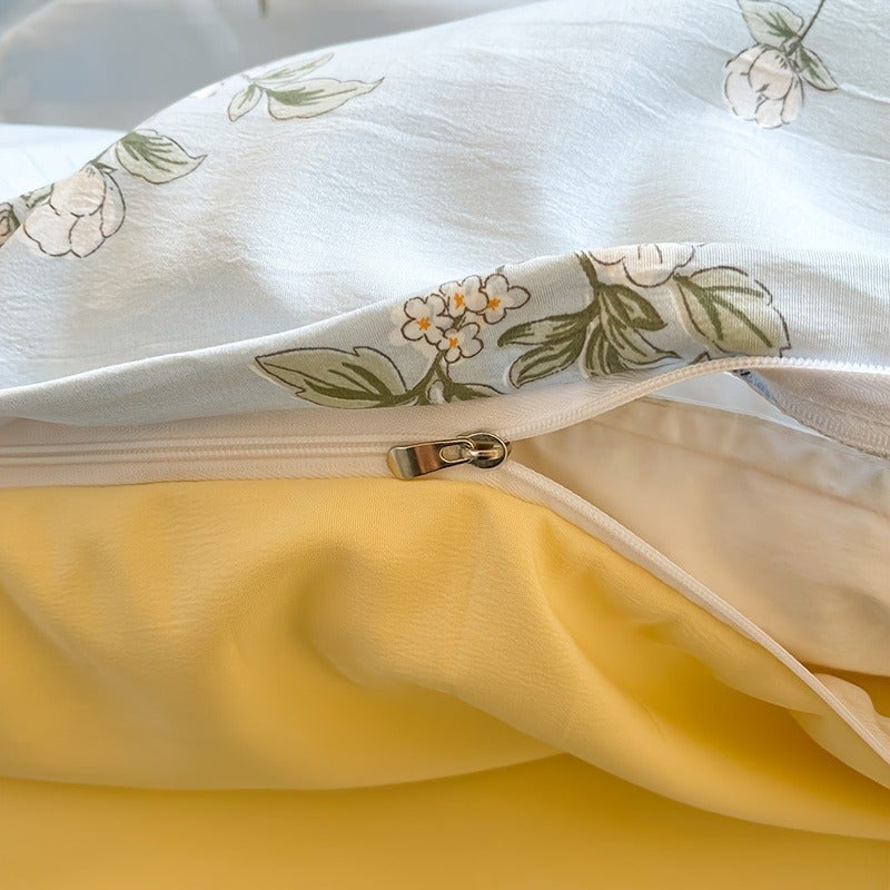 Fresh Floral Print Bedding Set 3pcs Quilt Cover + Pillowcase Without Core - Image 5