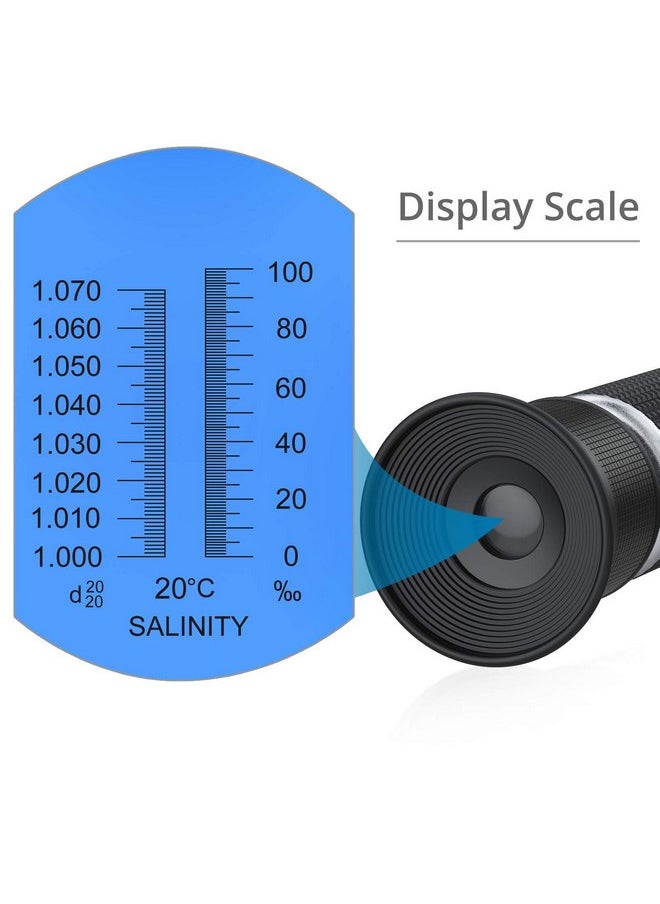 AUTOUTLET Salinity Refractometer Saltwater Aquarium for Seawater, Pool, Tank, Marine, Fishkeeping, 0-100PPT & 1.000-1.070 Salinity Tester with ATC Function Salinity Hydrometer Kit