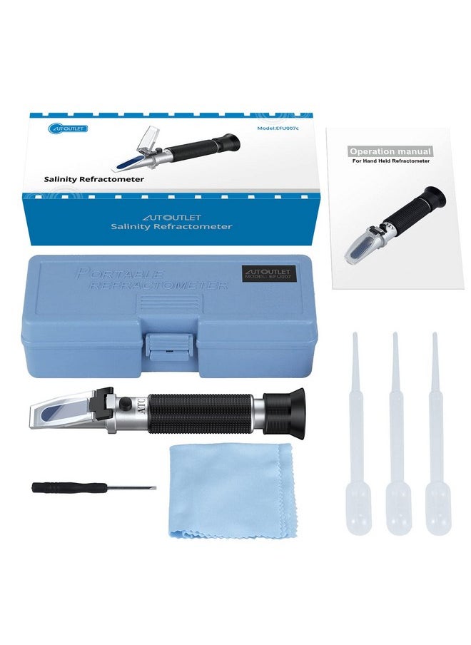 AUTOUTLET Salinity Refractometer Saltwater Aquarium for Seawater, Pool, Tank, Marine, Fishkeeping, 0-100PPT & 1.000-1.070 Salinity Tester with ATC Function Salinity Hydrometer Kit