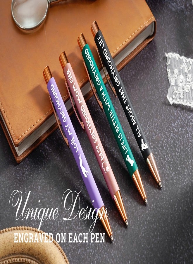 InnoBeta Greyhound Gifts for Greyhound Mom & Dog Lovers on Birthday & Christmas, Ballpoint Pen Set of 4, Black Ink - Image 2