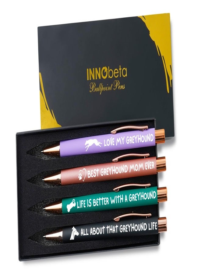 InnoBeta Greyhound Gifts for Greyhound Mom & Dog Lovers on Birthday & Christmas, Ballpoint Pen Set of 4, Black Ink - Image 1