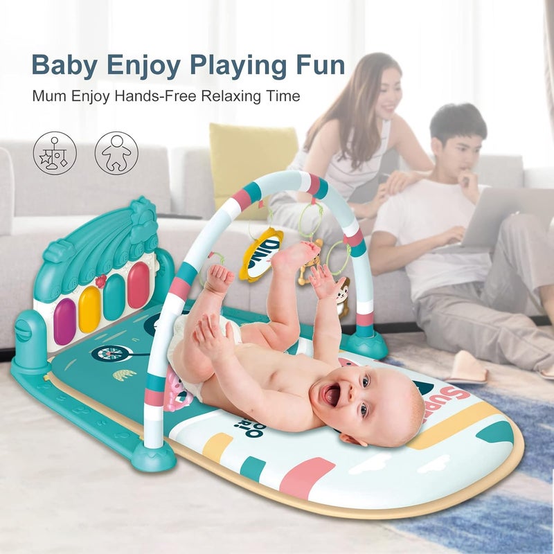 Dearlomum Baby Play Mat & Gym, Piano Tummy Time Activity Mat with 5 Sensory Toys, Music & Lights - Boy & Girl Gifts for Newborn to 12 Months (Blue) | Comes with 5 sensory toys, built-in music & lights, great developmental gift for infants - Image 5