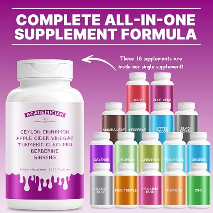 Apple Cider Vinegar Capsule with Turmeric Curcumin Capsules Ceylon Cinnamon Supplement Berberine Capsuel Panax Ginseng Supplement - 120 Count - Image 3