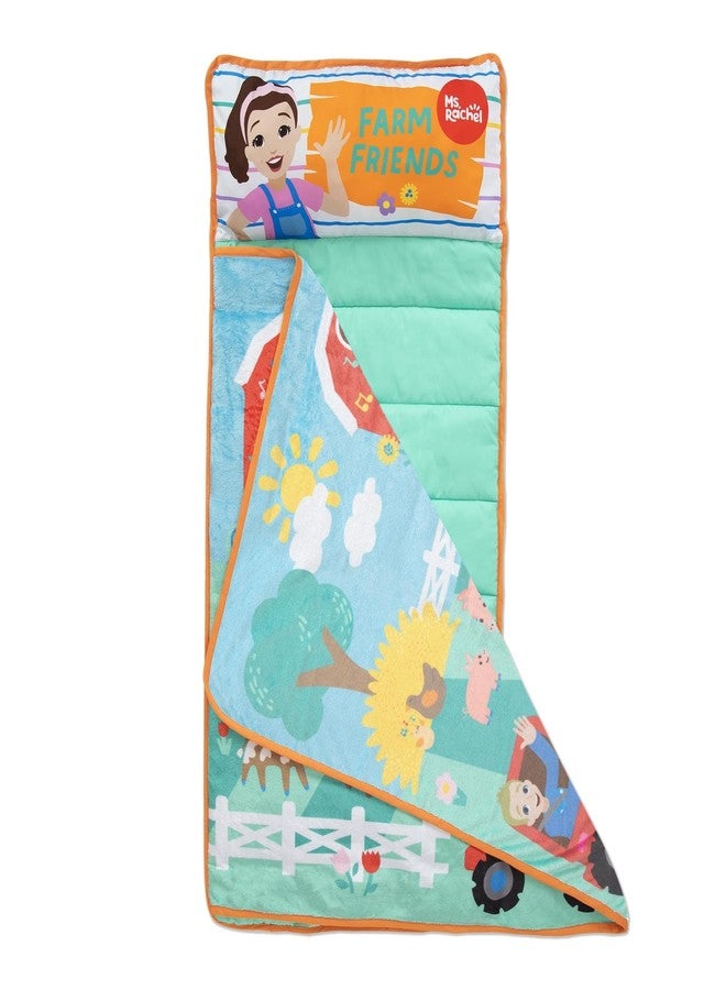 Ms. Rachel Farm Friends Toddler Nap Mat - Includes Attached Pillow and Fleece Blanket - Image 2