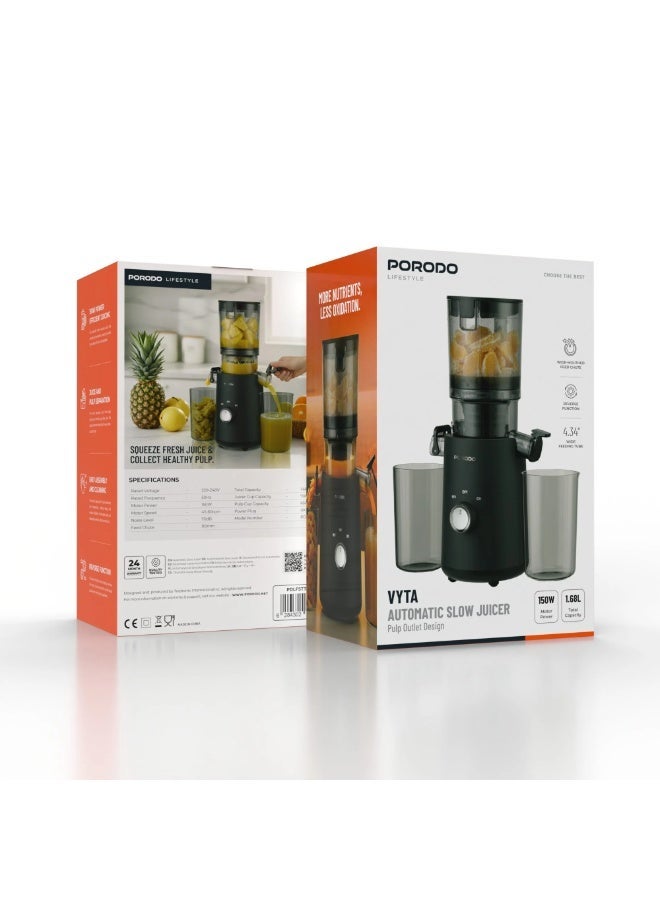 PORODO LIFESTYLE VYTA ELECTRIC AUTOMATIC  SLOW JUICER 150 W - BLACK - Image 2