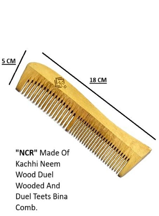 NCR All Hair Type kacchi Neem Wooden Comb,Duel & Single Teeth (Hero & Bina) Enhances blood circulation in the scalp, reducing hair fall. - Image 2