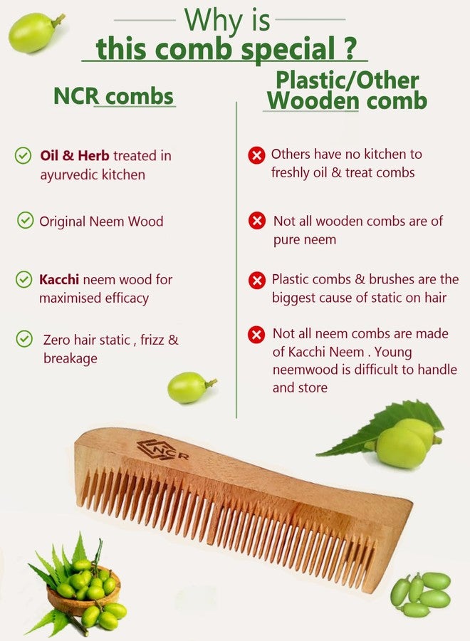 NCR All Hair Type kacchi Neem Wooden Comb,Duel & Single Teeth (Hero & Bina) Enhances blood circulation in the scalp, reducing hair fall. - Image 4
