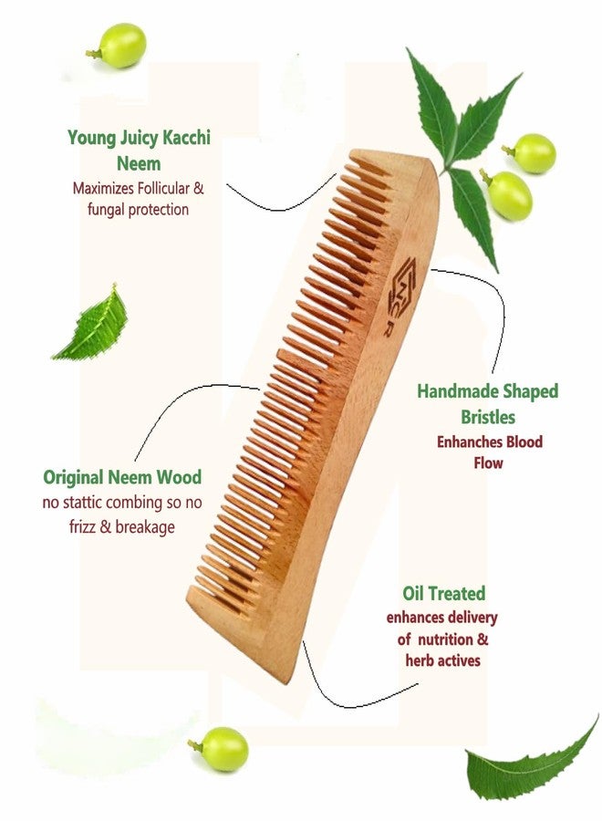 NCR All Hair Type kacchi Neem Wooden Comb,Duel & Single Teeth (Hero & Bina) Enhances blood circulation in the scalp, reducing hair fall. - Image 3