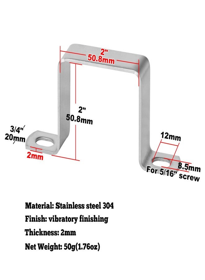 GBGS 20 Pcs 2" x 2" Square Tube Strap Clamp, U Shape Square Clamp,Stainless steel 304 - Image 3