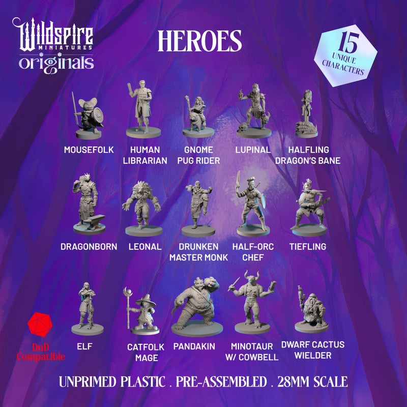 Wildspire Hero, Player-Character, NPC DND Miniatures, 28mm32mm Unpainted D&D Minis Dungeons & Dragons Figures D D Bulk Pathfinder Fantasy Tabletop Fantasy Minis Set - Image 2