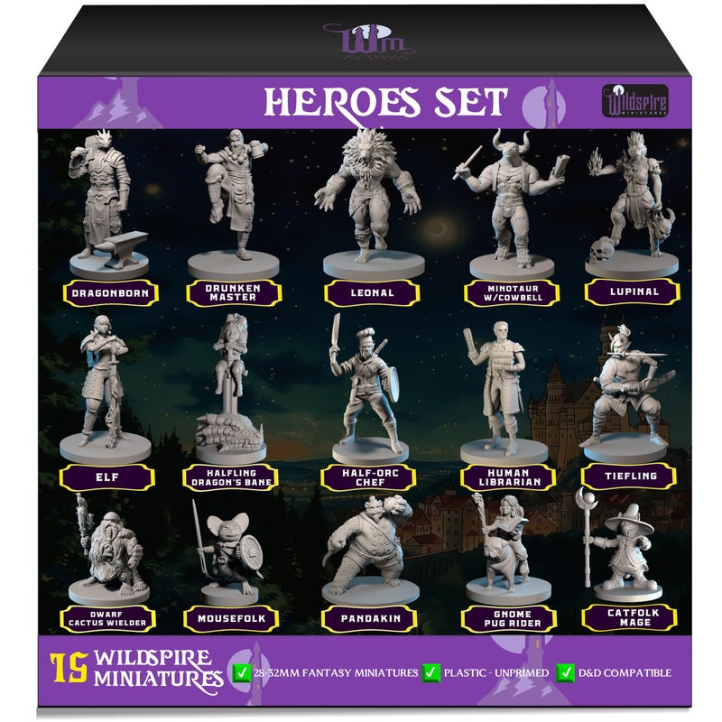 Wildspire Hero, Player-Character, NPC DND Miniatures, 28mm32mm Unpainted D&D Minis Dungeons & Dragons Figures D D Bulk Pathfinder Fantasy Tabletop Fantasy Minis Set - Image 1