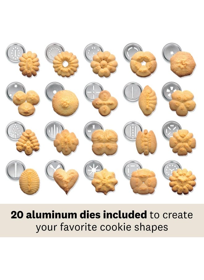 MARCATO Marcato Cookie Press, Homemade Cookie Machine, Backing Accessory, Made in Italy, Anodized Aluminum, Adjustable Cookie Size, 20 Included Shape Discs  - Image 3