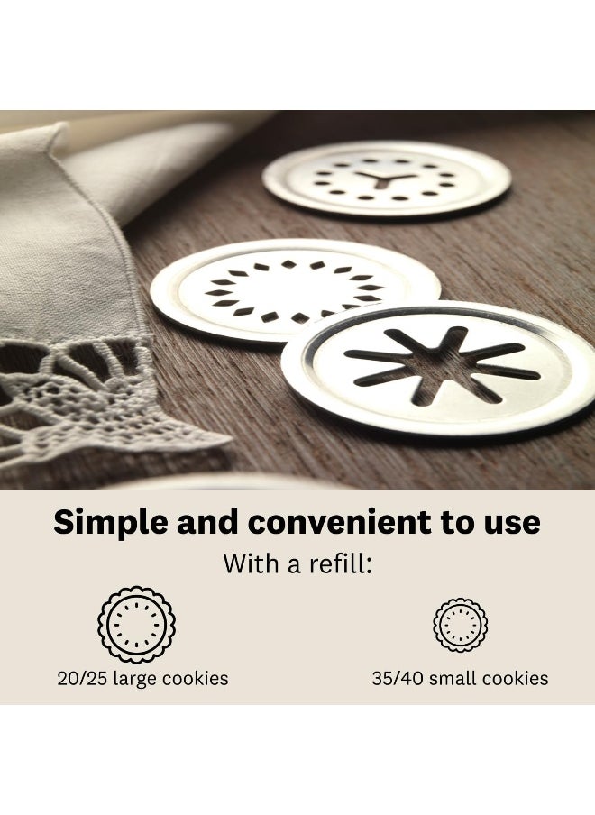 MARCATO Marcato Cookie Press, Homemade Cookie Machine, Backing Accessory, Made in Italy, Anodized Aluminum, Adjustable Cookie Size, 20 Included Shape Discs  - Image 5