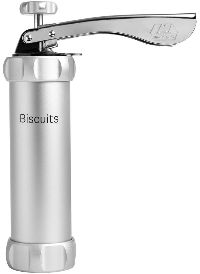 MARCATO Marcato Cookie Press, Homemade Cookie Machine, Backing Accessory, Made in Italy, Anodized Aluminum, Adjustable Cookie Size, 20 Included Shape Discs  - Image 1