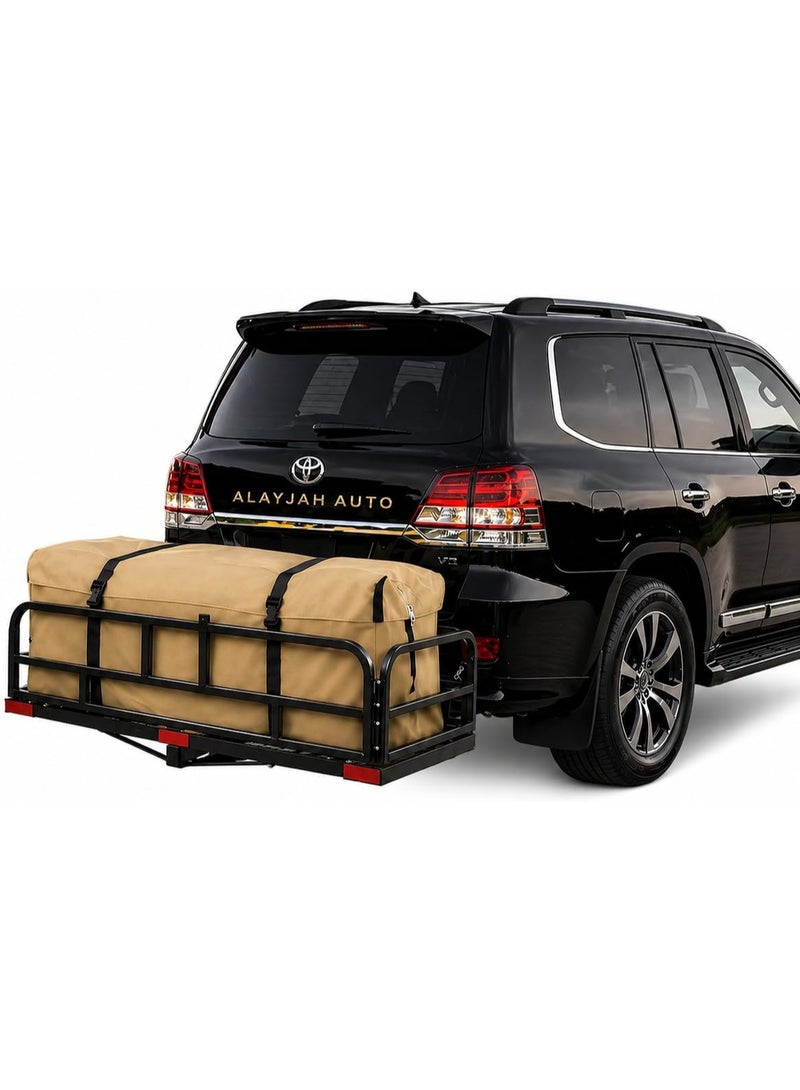 العييجة سلة أمتعة قابلة للطي للسيارات الدفع الرباعي 4x4، تثبيت بعمود مفرد للمقطورة، متوافقة مع لاند كروزر وباترول وغيرها، سهلة التركيب، مع حقيبة أمتعة مقاومة للماء. 11100100 - Image 1