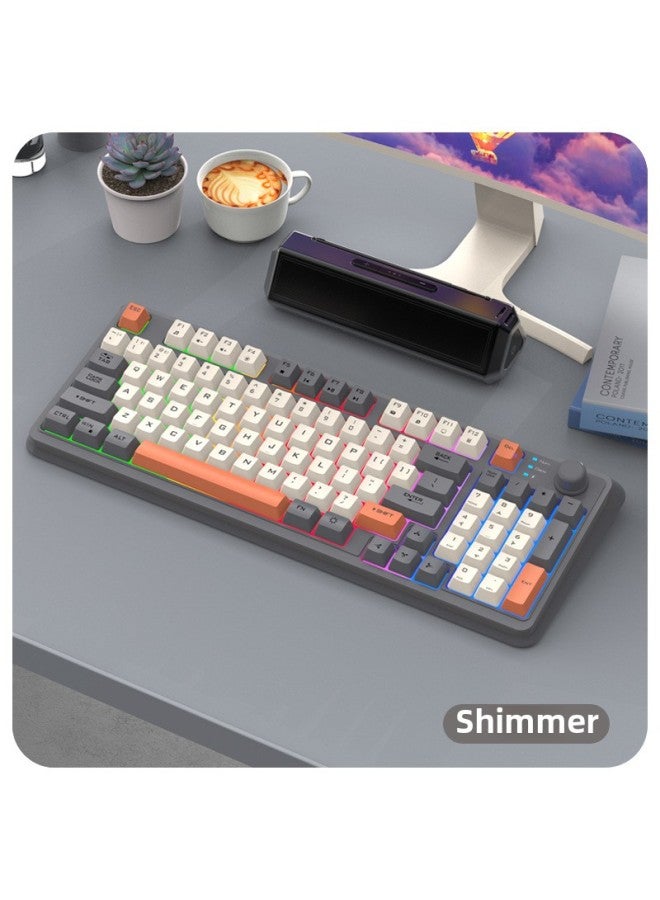 Xuanyin Fox K94 Bluetooth Wireless Keyboard Dual-mode Mechanical Feel Computer Laptop Game Office Charging Keyboard-Color:Cool Silver Fox K94  Keyboard Shimmer - Image 1