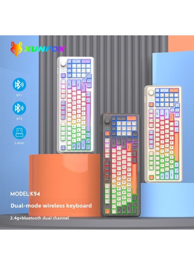 Xuanyin Fox K94 Bluetooth Wireless Keyboard Dual-mode Mechanical Feel Computer Laptop Game Office Charging Keyboard-Color:Cool Silver Fox K94  Keyboard Shimmer - Image 4