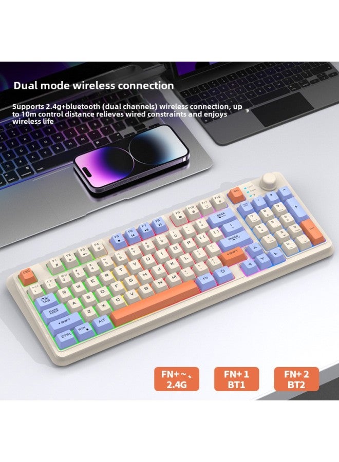 Xuanyin Fox K94 Bluetooth Wireless Keyboard Dual-mode Mechanical Feel Computer Laptop Game Office Charging Keyboard-Color:Cool Silver Fox K94  Keyboard Shimmer - Image 3