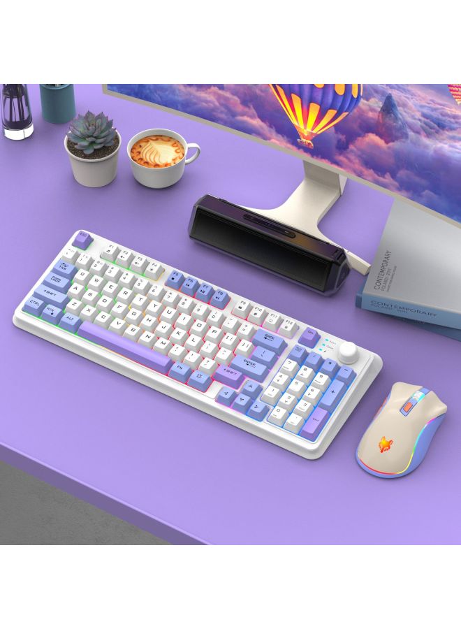 Xuanyin Fox K94 Bluetooth Wireless Keyboard Dual-mode Mechanical Feel Computer Laptop Game Office Charging Keyboard-Color:Cool Silver Fox K94  Keyboard Shimmer - Image 2