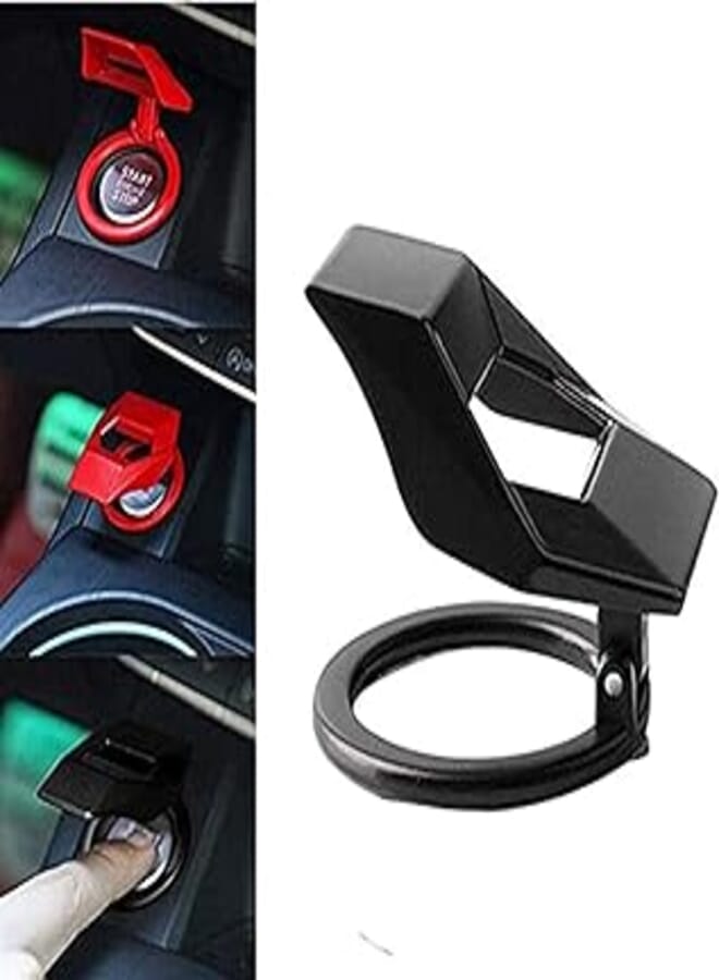 Universal Engine Push Button Protection Cover, Aluminum Alloy Car Engine Start Stop Button Cover, Ignition Knob Protective Cover Decorative Trim Sticker Black