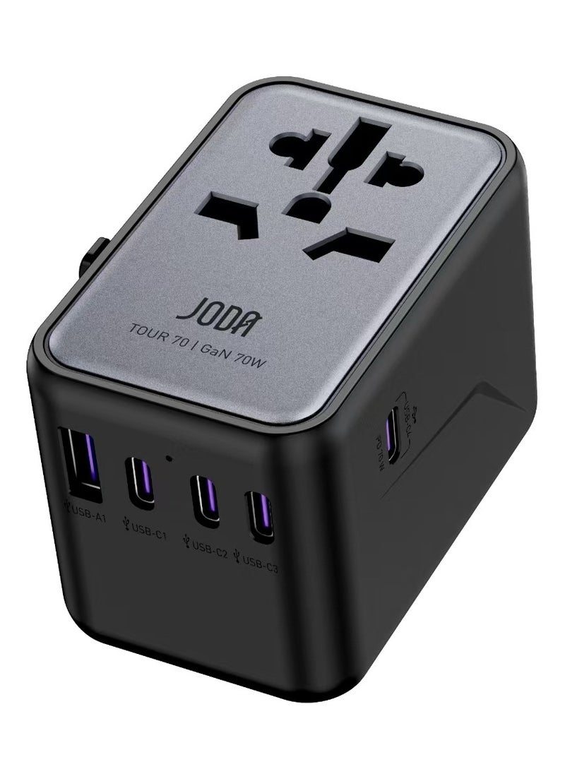 جودا JODA TOUR GaN 70W - شاحن سفر عالمي بخمس منافذ (4 USB-C + 1 USB-A) مع فيوز قابل للاستبدال  - Image 2
