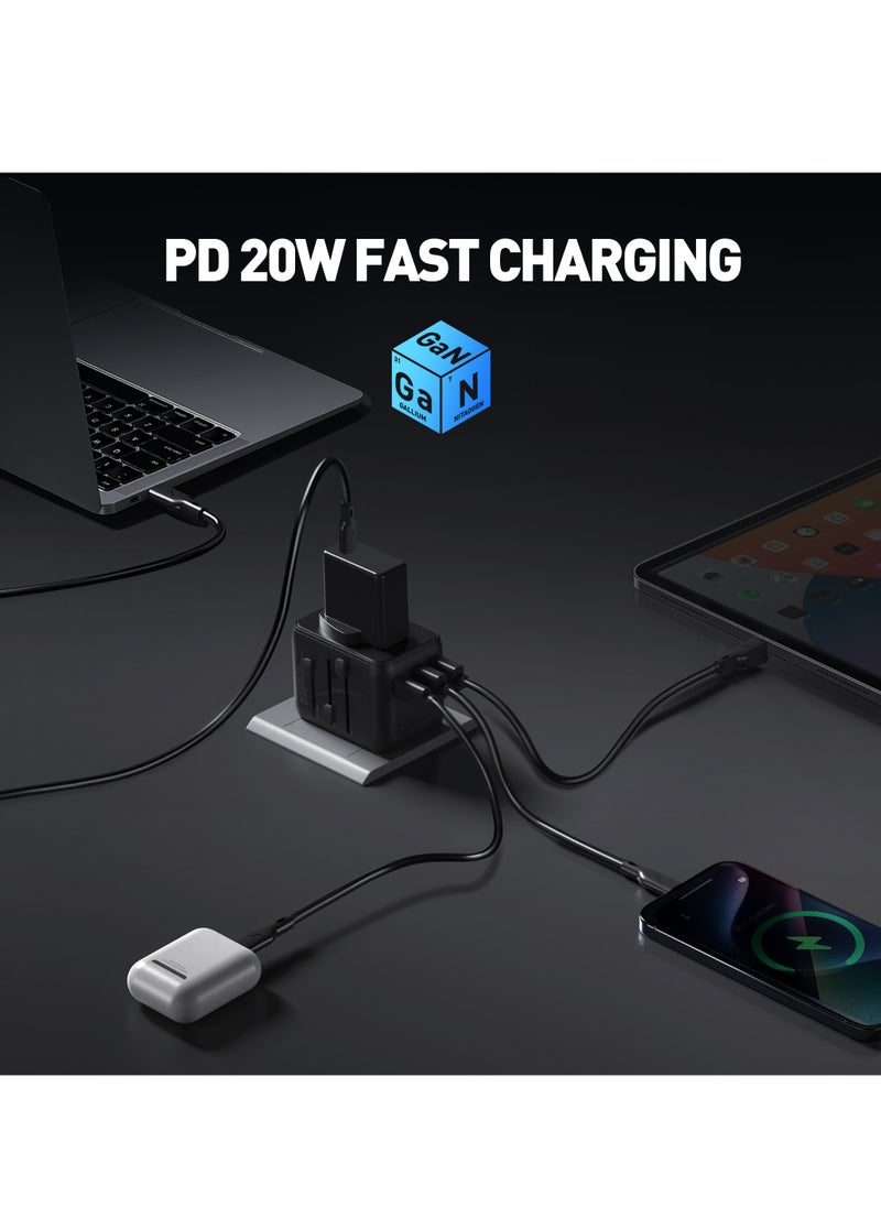 جودا JODA TOUR GaN 70W - شاحن سفر عالمي بخمس منافذ (4 USB-C + 1 USB-A) مع فيوز قابل للاستبدال  - Image 4