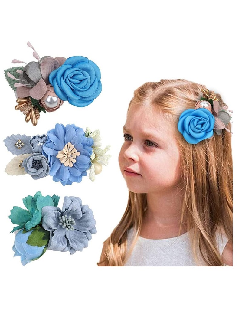 KASTWAVE 3 PCS Flower Hair Clip for Baby Girl Lightweight Floral Hair Bow with Boutique Fully Lined Alligator Beach Party Bridal Accessories for Toddler Women Teens Gifts - Image 1