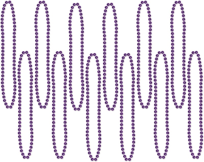 Beistle Small Purple Bead Necklaces - 12 Count Party Favors - Image 1