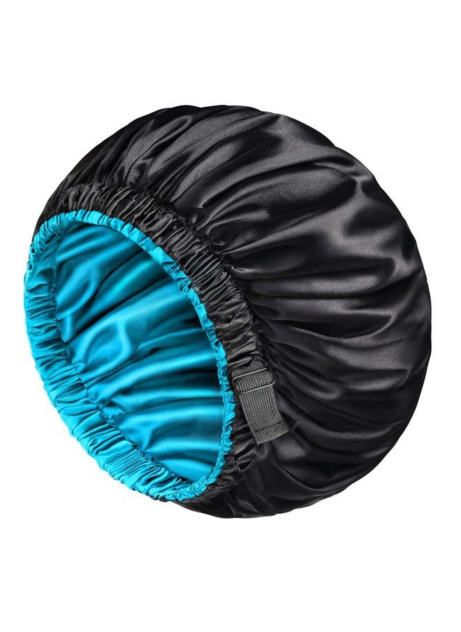 mikimini Satin Bonnet for Men and Women, Reversible Double Layer Sleeping Bonnet for Hair Braids with Anti-slip Adjustable Elastic Band Super Soft (XL, Black/Blue)  - Image 1