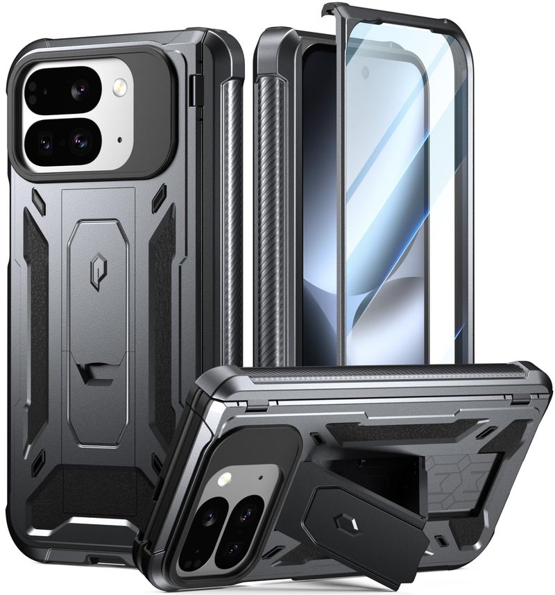 Poetic Spartan Case for Google Pixel 10 Pro Fold Hinge Protection Kickstand MilGrade Protection FullBody Shockproof Protective Rugged Cover with Builtin Screen Protector Metallic Gun Metal - Image 2