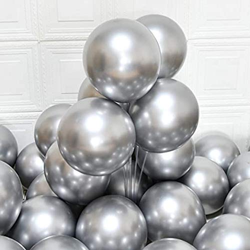 WISHKEY Shiny Glossy Silver Metallic Latex Balloons For Birthday, Anniversay, Bride To be, Engagement Celebration,Party Decorative Accessories For Kids & Adults (Pack Of 50, Silver) - Image 3
