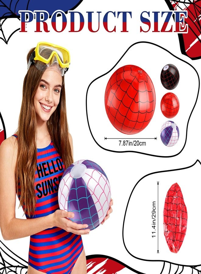 Arrowbash مجموعة من 12 كرة شاطئية بتصميم العنكبوت من آروباش، مقاس 7.87 بوصة، مثالية لألعاب المسابح والشواطئ الصيفية، كهدايا ومستلزمات حفلات أعياد الميلاد وتزيينها. - Image 2