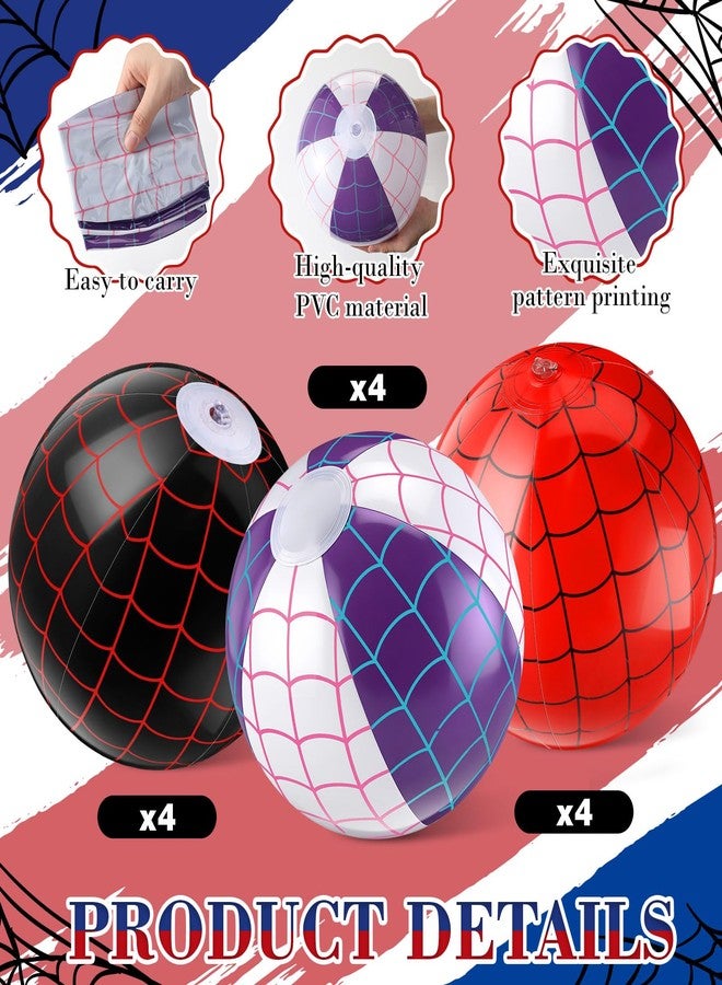 Arrowbash مجموعة من 12 كرة شاطئية بتصميم العنكبوت من آروباش، مقاس 7.87 بوصة، مثالية لألعاب المسابح والشواطئ الصيفية، كهدايا ومستلزمات حفلات أعياد الميلاد وتزيينها. - Image 3