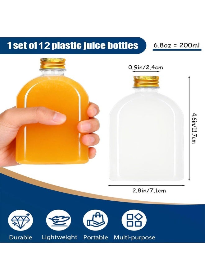 12 Pack 200ml Clear Plastic Juice Bottles with Secure Airtight Lids, Reusable 7 oz Beverage Containers for Smoothies, Juicing & Water - Image 2