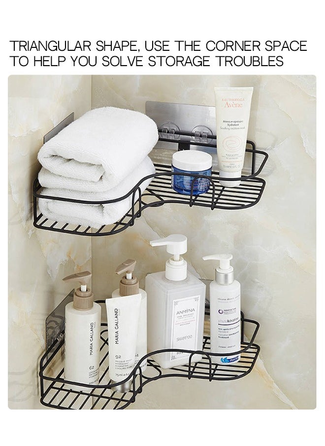 Haidue - 2 Pcs Wall Mount Self Adhesive Rotating Shower Caddy Corner Storage Shelf - Image 1