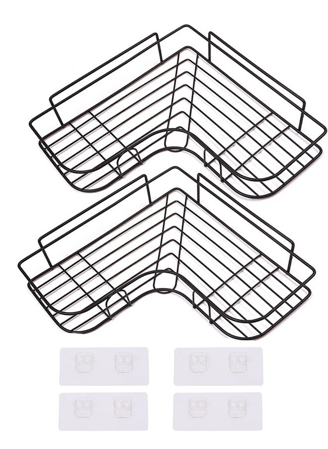Haidue - 2 Pcs Wall Mount Self Adhesive Rotating Shower Caddy Corner Storage Shelf - Image 1
