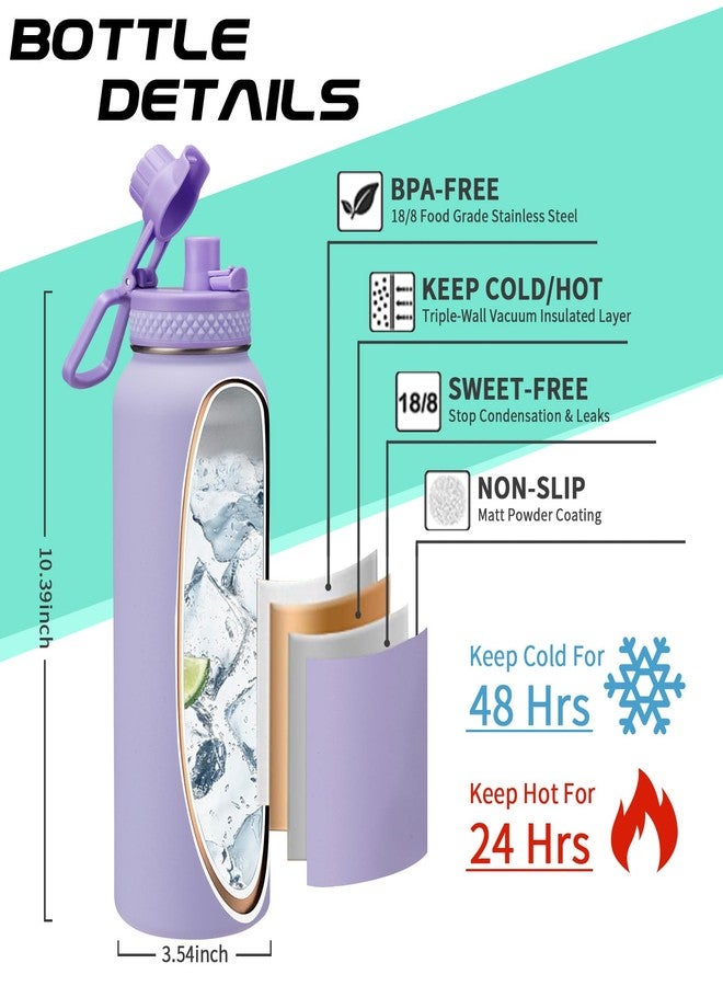DIGJUPER 40 oz Water Bottle with Straw - Insulated Vacuum Water Flask with Straw & Auto Spout Lid, Paracord Handle & Carrying Pouch, Keep Cold 48H Hot 24H, Sweat-Proof Thermal Water Jug with Strap for Hiking - Image 5