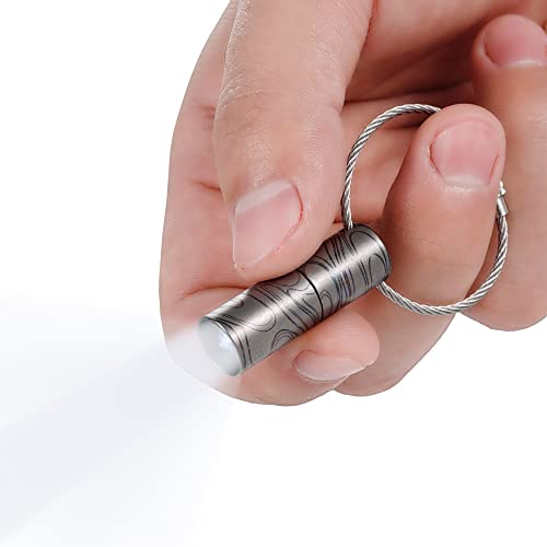 KeyUnity KF00 Titanium Mini Keychain LED Flashlight, 15 Lumens Waterproof Electric Torch Light Single Mode for Camping, Hiking, Climbing, Fishing (KF00 Suminagashi Pattern) - Image 1