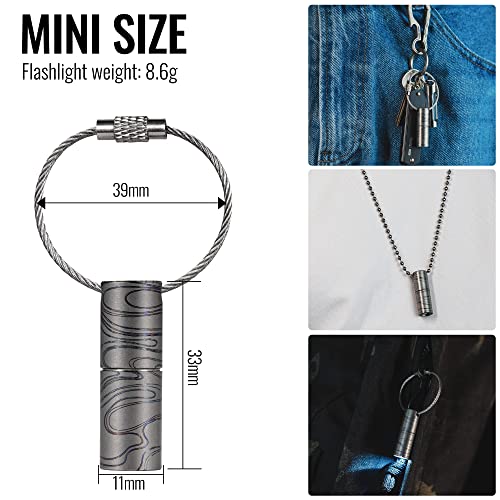 KeyUnity KF00 Titanium Mini Keychain LED Flashlight, 15 Lumens Waterproof Electric Torch Light Single Mode for Camping, Hiking, Climbing, Fishing (KF00 Suminagashi Pattern) - Image 4