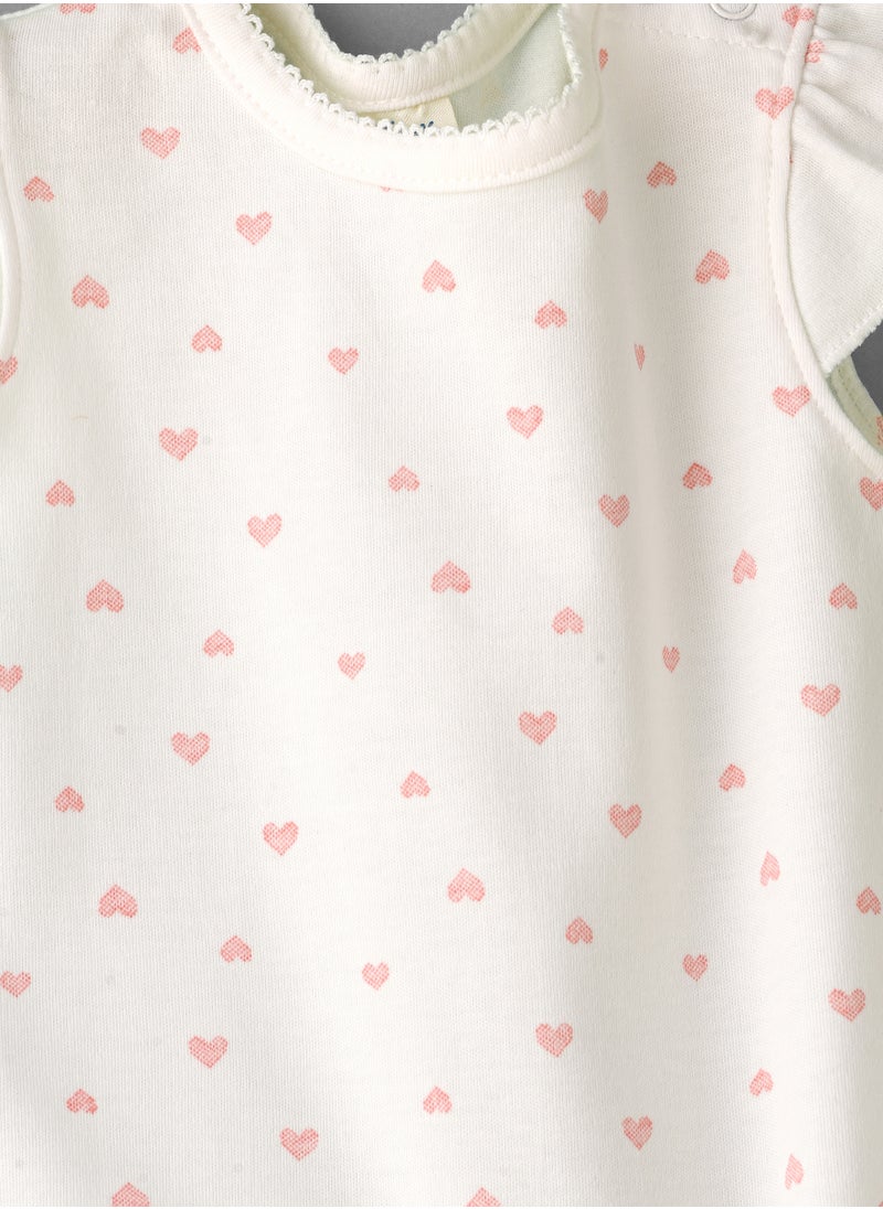 Tiny Hug Baby Girl Heart Print Cotton Romper  - Image 3