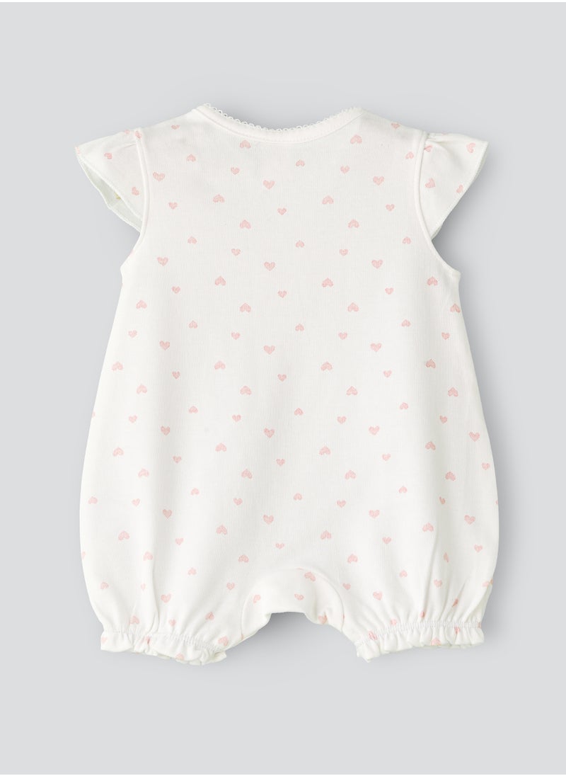 Tiny Hug Baby Girl Heart Print Cotton Romper  - Image 2
