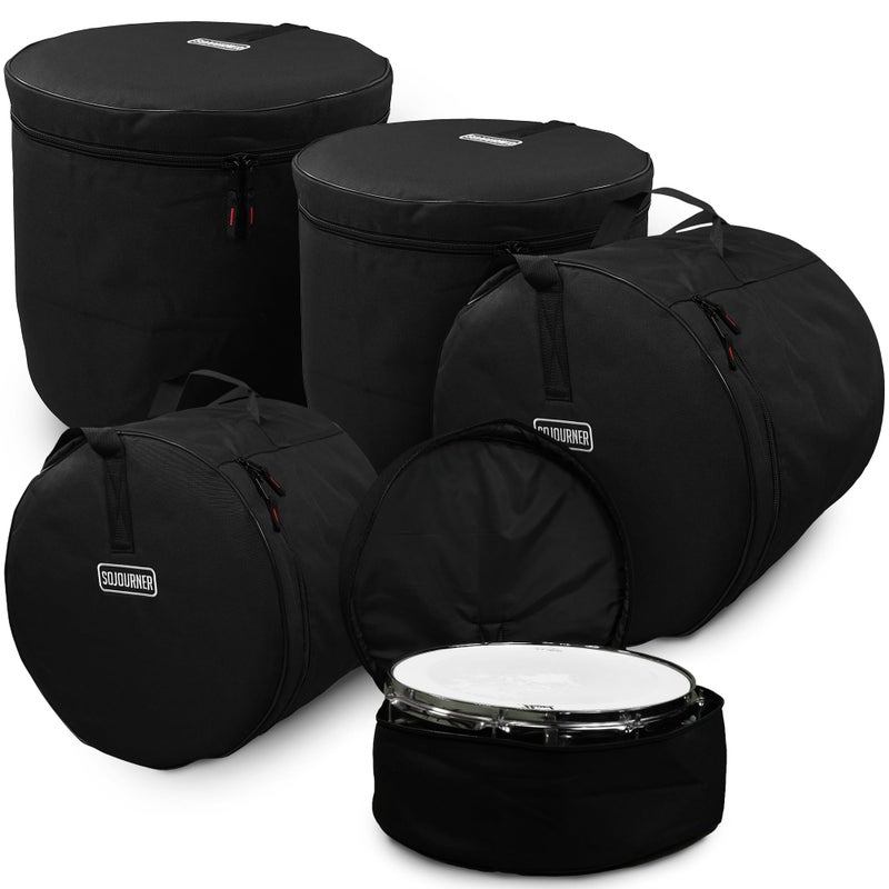 5Piece Drum Case Set Travel Bags for Standard Kits Includes 22 Kick Bag 12 13 16 Tom and 14 Snare Thick Padding for your Drum Accessories Protection