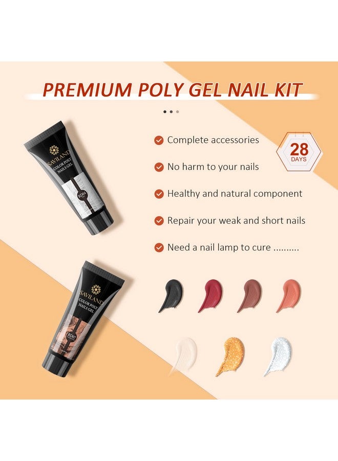 Saviland Poly Gel Nail Kit For Starter 7 Colors Glitter Poly Gel Nail Extension Nail Kit Slip Solution Nail Art Builder Nail Gel Allinone Poly Nail Gel Kit For Nail Manicure Beginner Diy At Home - Image 5