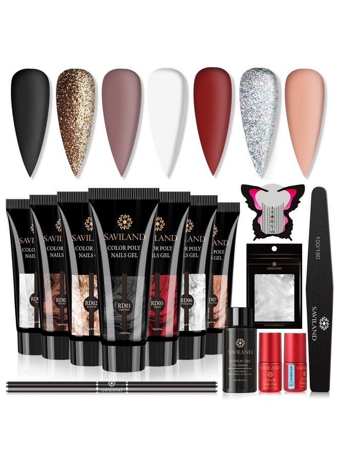 Saviland Poly Gel Nail Kit For Starter 7 Colors Glitter Poly Gel Nail Extension Nail Kit Slip Solution Nail Art Builder Nail Gel Allinone Poly Nail Gel Kit For Nail Manicure Beginner Diy At Home - Image 1